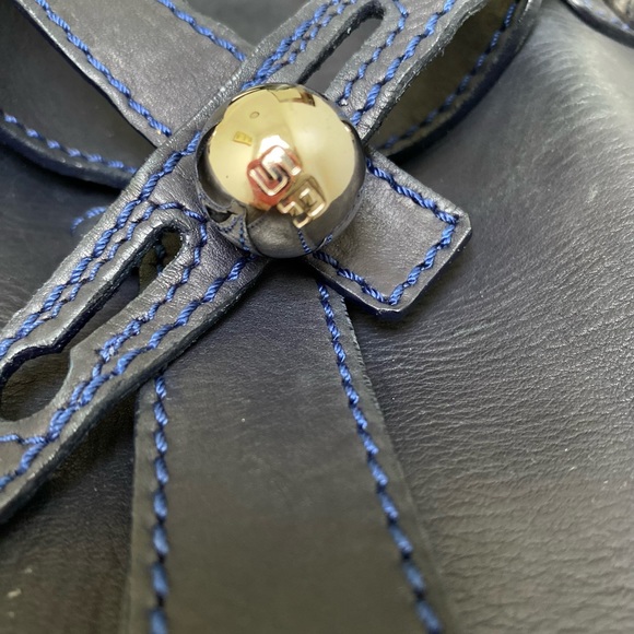 Sonia Rikiel Navy Blue Leather Hobo Style Handbag - Picture 8 of 10